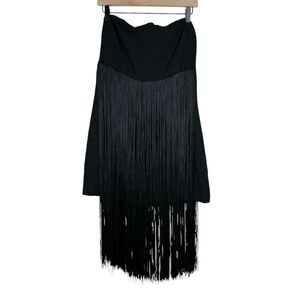 Ramy Brook Rikki Dress Black Strappless Fringe Flapper Vegas Women’s Size 10